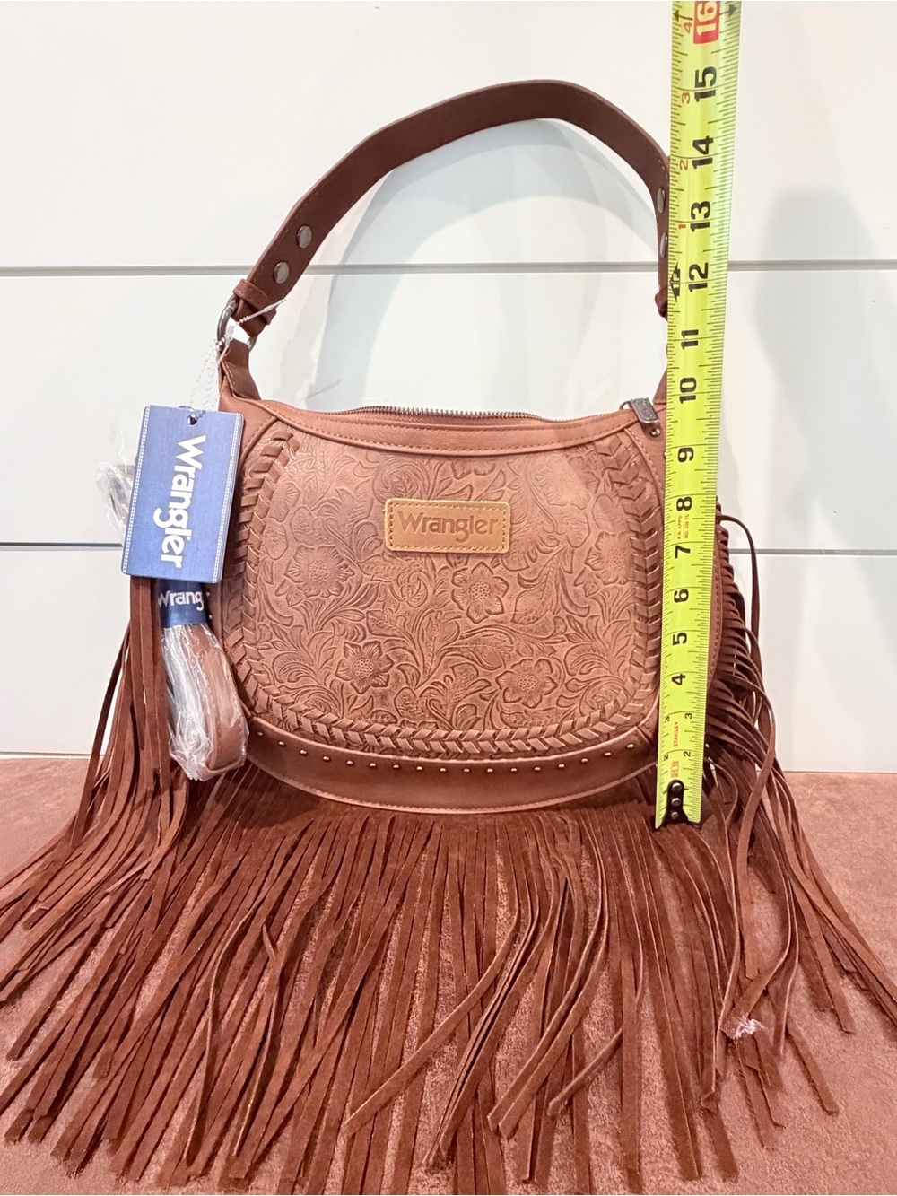 Wrangler Western Fringe Hobo Bag Glam Boho Coastal Cowgirl Festival Hippie - Picture 6 of 8